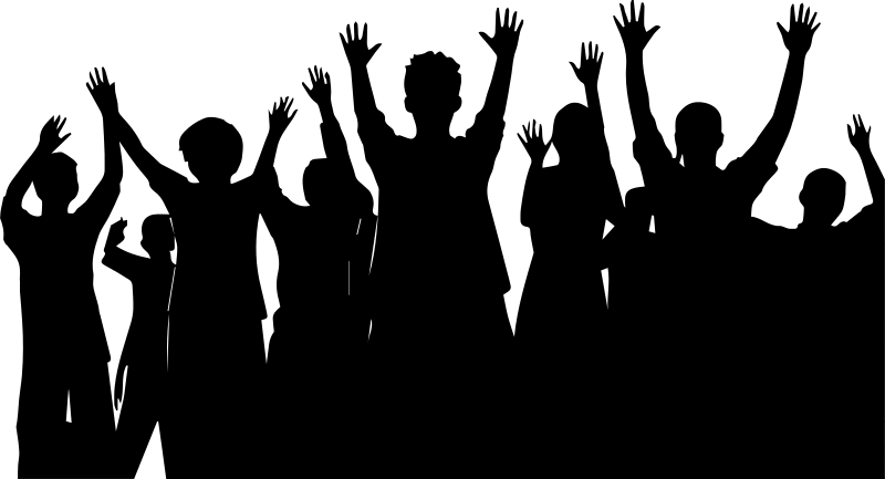 Image of sillouhette of a crowd cheering
